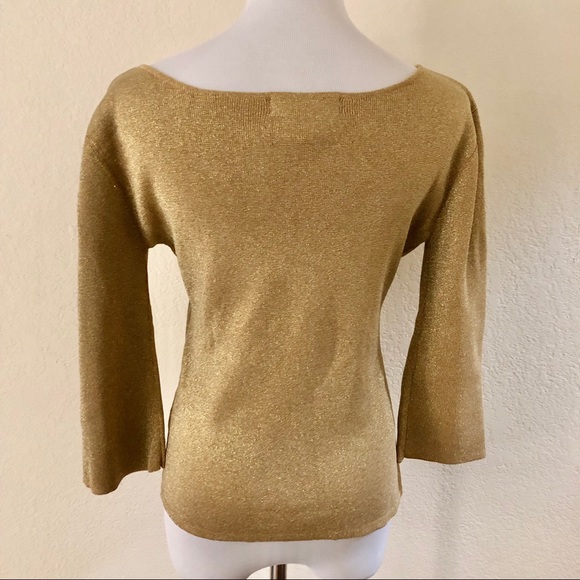 Sara & Lily Gold Metallic Embellished Sweater L - Picture 2 of 8